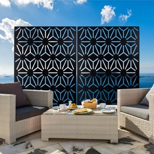 CAVINAS Patio Privacy Screen Modern Metal Fence Panels with Geometric Pattern for Garden Decor and Outdoor Decor, 76" H×48" W - 1 of 4