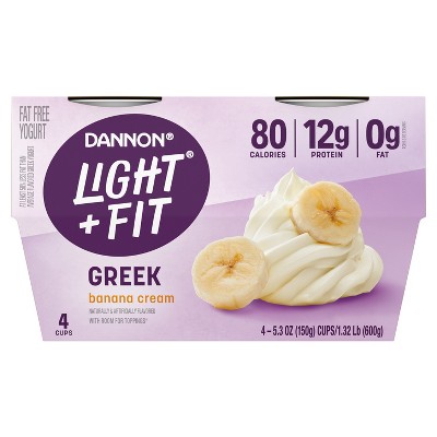 Light + Fit Nonfat Gluten-Free Banana Cream Greek Yogurt - 4ct/5.3oz Cups
