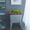 NAYSAYE Planter Large Perryman Galvanized Tub On Stand Rustic Design for Indoor Outdoor Garden, Silver Gray, 20.5"*20.5"*21" - 4 of 4