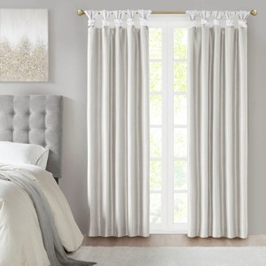 ChicFurnit Curtain Panel Twist Tab Total Blackout for Privacy and Light Blocking, White, 95"*50"*0.13" - 1 of 4