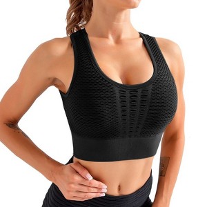 Coolmee Women's Longline Sport Vest Seamless Yoga Crop Top Medium-Low Support Workout Vest - 1 of 4