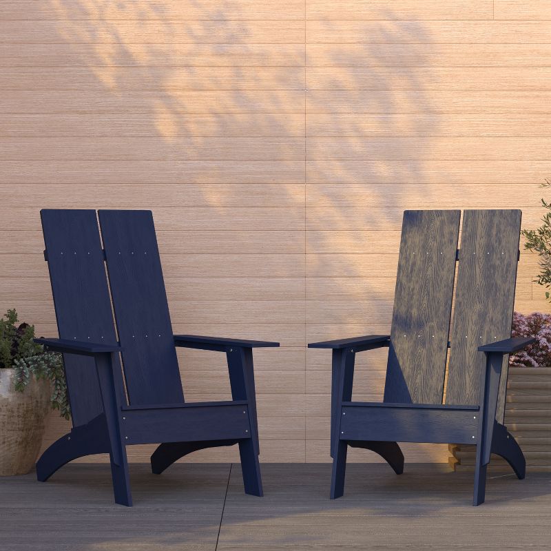 Merrick Lane Set of 2 Modern All-Weather Poly Resin Wood Adirondack Chairs, 3 of 18