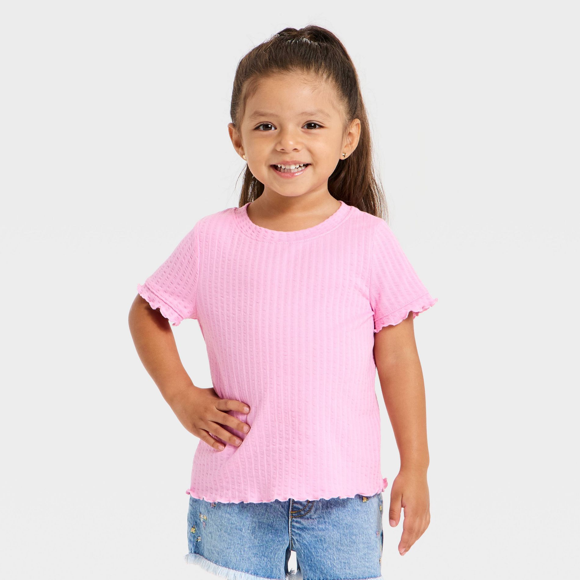 Toddler Girls' Pointelle T-Shirt - Cat & Jack™ Pink 4T