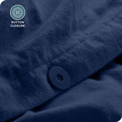 Dark Blue Twin/Twin XL Cotton Flannel Duvet Cover Set