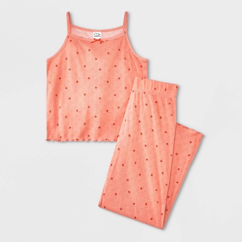 Girls' Pointelle Tank And Pant Pajama Set - Art Class™ Pink Xxl : Target