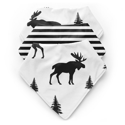 Image of Sweet Jojo Designs Boy Fabric Baby Bibs Rustic Patch Black and White 3pc