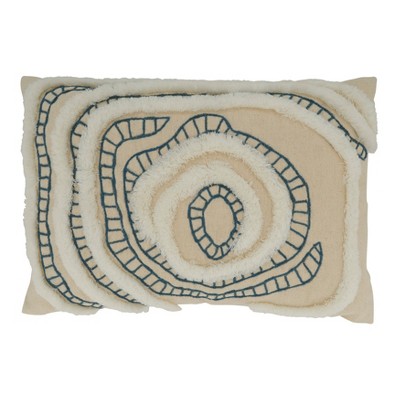 Saro Lifestyle Topography Embroidered  Decorative Pillow Cover, Blue, 16"x24"