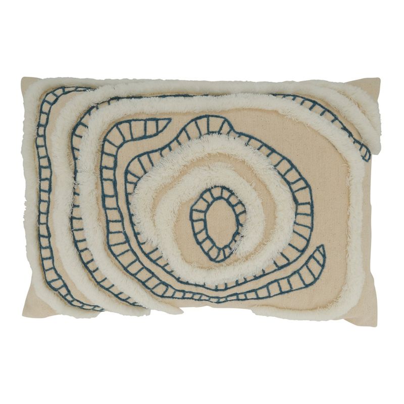 Saro Lifestyle Saro Lifestyle Embroidered Pillow Cover With Topography Design, Blue, 16"x24", 1 of 3