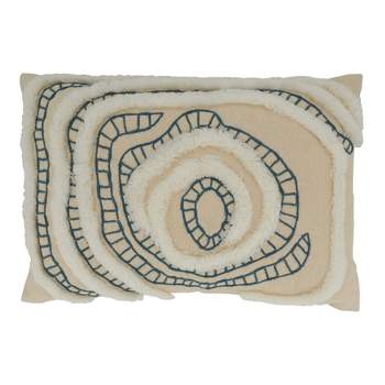 Saro Lifestyle Saro Lifestyle Embroidered Pillow Cover With Topography Design, Blue, 16"x24"