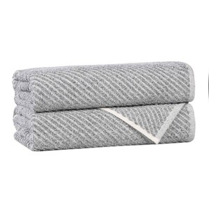 Viscose Cotton Blend Medium Weight Soft Textured Diagonal Ribbed Towel Set by Blue Nile Mills - 1 of 4