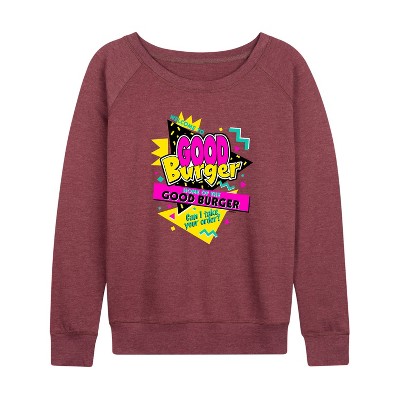 Women's - Good Burger - Home of the Good Burger Lightweight French Terry Wide Neck Long Sleeve Shirt