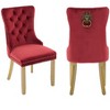 HomeRoots Set of Two Red and Gold Tufted Velvet And Solid Wood Dining Side Chairs - 4 of 4