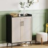6-Tier Rattan Shoe Cabinet with 2 Doors, Adjustable Shelves, Wooden Shoe Rack for Entryway, Hallway, Living Room - 4 of 4