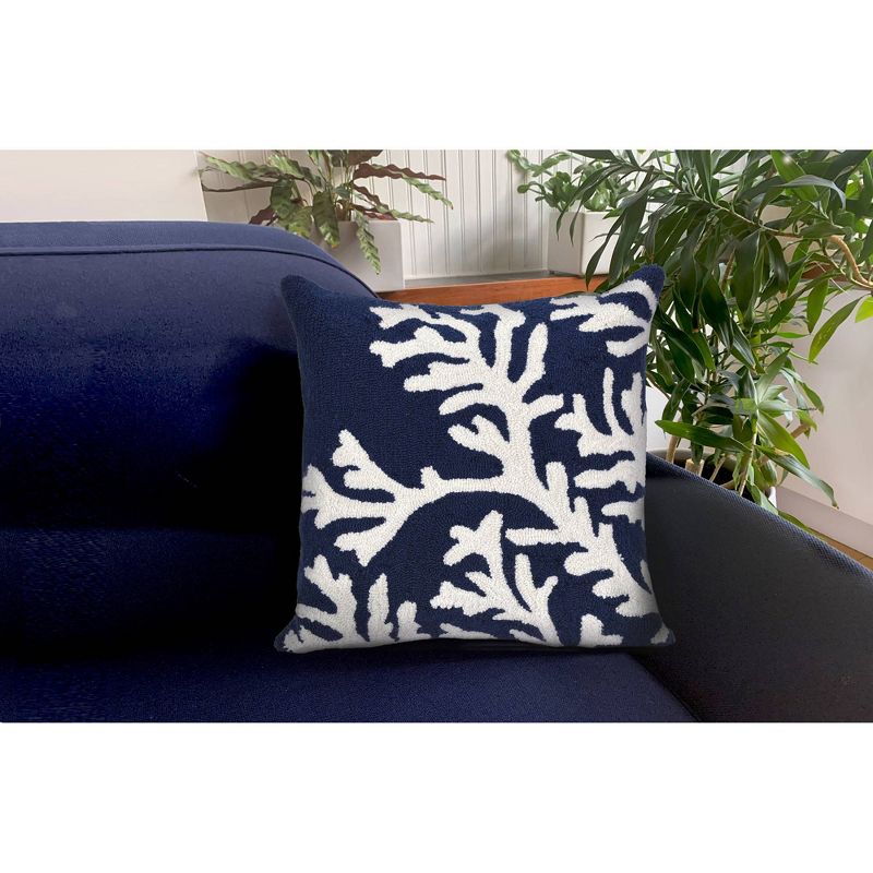 18&#34;x18&#34; Front Porch Coral Print Indoor/Outdoor Square Throw Pillow Navy - Liora Manne, 5 of 7