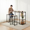 FurnitureR Dining Table Set for 2, 3-Piece Rectangular Bar Table for 2 Person with 3-Tiers Side Storage Shelves and Stools, Brown - 4 of 4