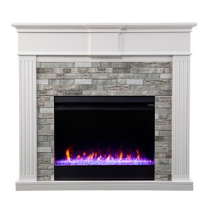 Bondale Electric Fireplace with Faux Stone Surround - SEI - 1 of 4