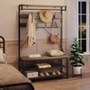 Coat Rack Shoe Bench Industrial Hall Tree Storage Bench for Entryway - 3 of 4