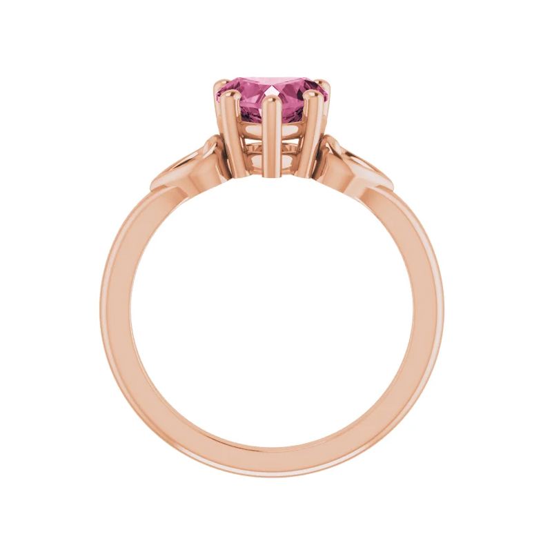 Pompeii3 7mm Pink Topaz Women's Heart Ring in 14k Gold 5.5mm Tall, 3 of 5