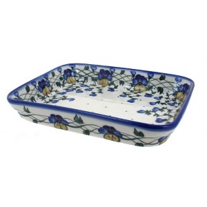 Blue Rose Polish Pottery 43A WR Unikat Medium Rectangular Baker - 1 of 1