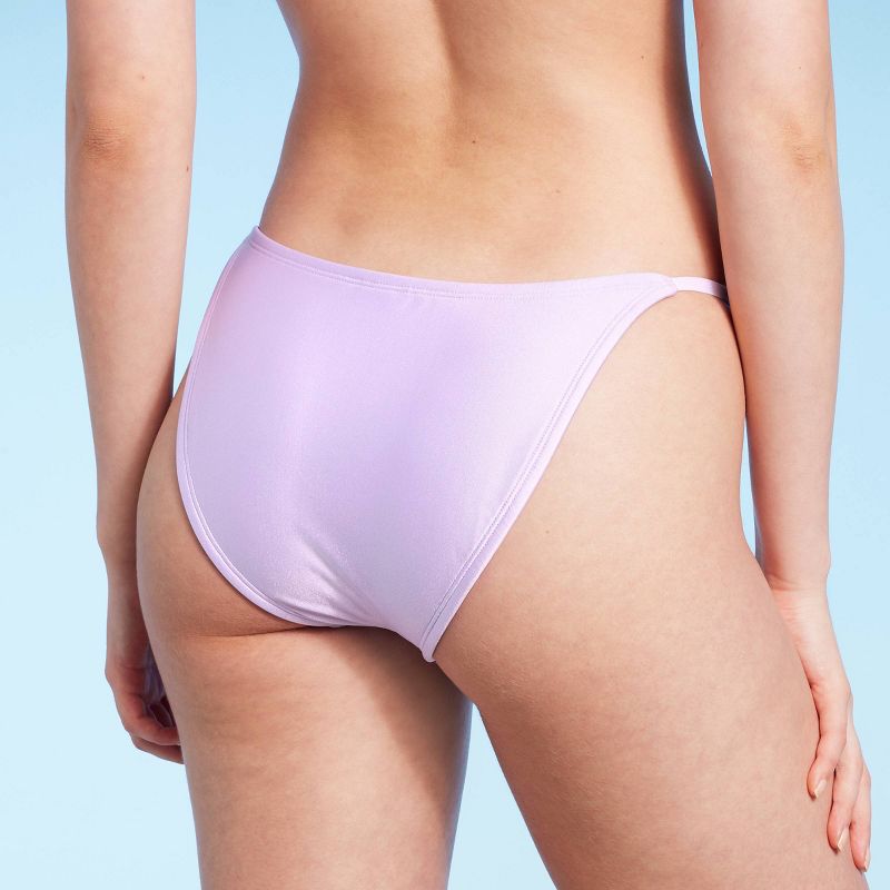 Women's Side Tab High Leg Cheeky Bikini Bottom - Wild Fable™ Shiny Light Purple, 3 of 17