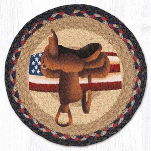 Earth Rugs American Saddle Round Printed Jute Trivet – Western Horse Tack Kitchen Hot Pad 10"x10" - 1 of 3