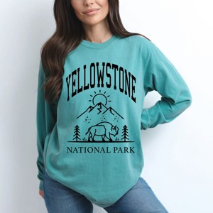 Simply Sage Market Yellowstone National Park Mountain Garment Dyed Long Sleeve - 1 of 4