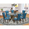 HomeStock 7-Piece Distressed Jacobean Finish Solid Wood Top Dining Table with 6 Parson-Chairs - 2 of 4