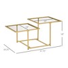 TiramisuBest Glass Coffee Table with Sturdy Iron Leaf-shape Base, Leisure Cocktail Table with Tempered Glass Top with White for Tables - 3 of 4