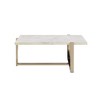 Faux Marble Top Coffee Table with Champagne Finish Metal Frame for Living Room or Office - 4 of 4
