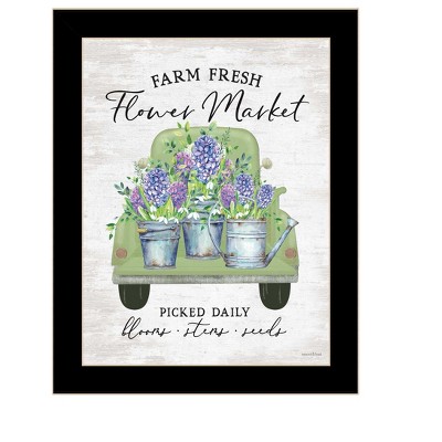 HomeRoots Flower Market Hyacinths Black Framed Print Wall Art