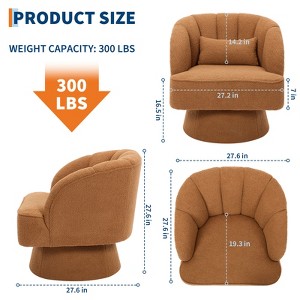Swivel barrel armchair, 360 degree velvet upholstered armchair with striped backrest, ergonomic design, suitable for living room bedroom backyard etc - 1 of 4
