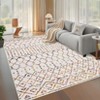 Washable Vintage Geometric Rug Non Slip Low Pile Rug Soft Floor Cover Foldable Indoor Carpet for Living Room Bedroom Playroom Office - 4 of 4
