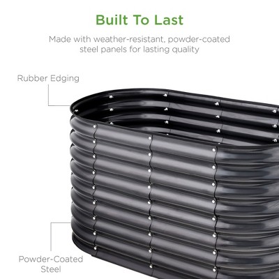 Charcoal Powder-Coated Steel Oval Raised Garden Bed Planter