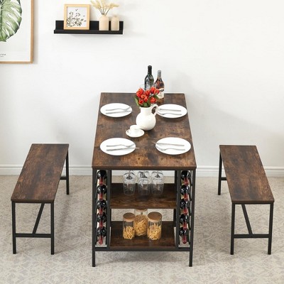 Whizmax Kitchen Table with 2 Benches for 4
