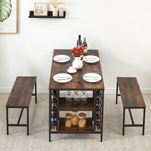 Whizmax Kitchen Table with 2 Benches for 4 - image 1 of 4