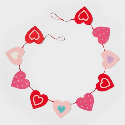 72" Felt Valentine's Day Heart Decorative Wall Garland - Spritz™