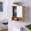 KTMBDW Two-Door Bathroom and Laundry Wall Mount Storage Medicine Cabinet with Open and Adjustable Shelf - White & Natural - 4 of 4