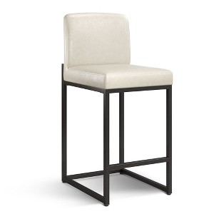Captiva Designs 24 inch Height Bar Stool with Padded Seat and Back & Sturdy Steel Frame & Footrest - 1 of 4