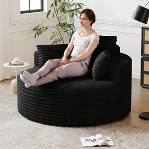 50'' Corduroy Sleeper Chair Sofa, Fluffy Single Modular Couch with Cylindrical Pillow, Modern Lounge Seating for Living Room, Bedroom, or Studio - 1 of 4
