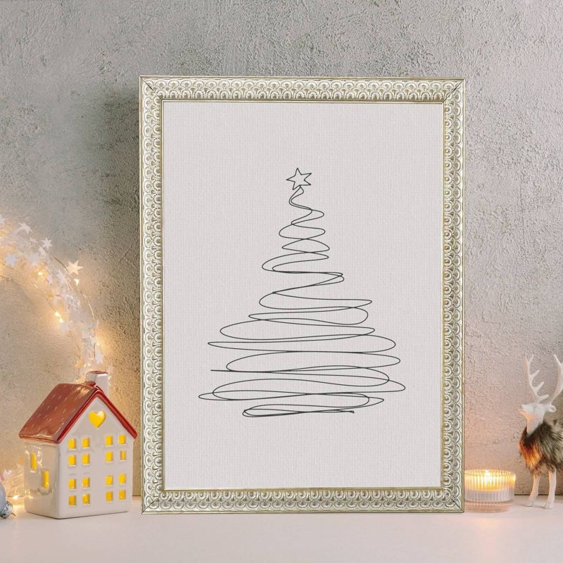 8&#34; x 10&#34;Christmas Tree Outline White Gold Frame Wall Canvas - Petal Lane, 3 of 5