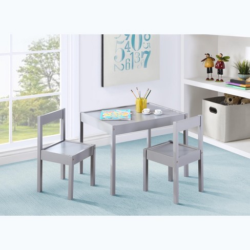 Lovmor 3-piece Wood Kids Table And Chairs Set With Dry Erasable Table ...