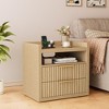 Furnulem Fluted Night Stand with Charging Station 2 Drawer Light Wood nightstand Bedside Table Night Stand for Bedroom End Table for Living Room - 2 of 4