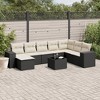 vidaXL 9 Piece Patio Sofa Set with Cushions - Black and Cream With Table - 2 of 4