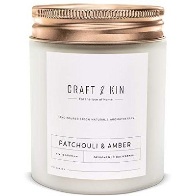 Craft & Kin Wood Wick, All-Natural Soy Aromatherapy Candle in Frosted Glass Jar 