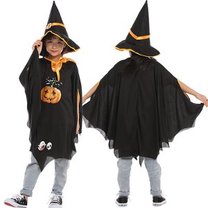 MyKids-USA Halloween Witch Cosplay Costume Pumpkin Cloaks With Hats - 1 of 3