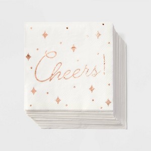 50ct Rose Gold Cheers Beverage Napkins - Spritz™ - 1 of 3