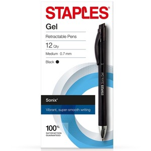 Staples Sonix Retractable Gel-Ink Pens Medium Point Black Dozen (13561-CC) 651254 - 1 of 4