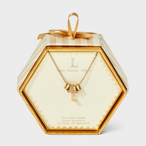 14K Gold Dipped Cubic Zirconia Rondelle Initial Necklace - A New Day™ Gold - 1 of 4