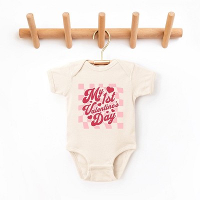 The Juniper Shop My First Valentine's Checkered Baby Bodysuit