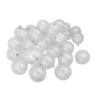 Northlight Shatterproof Shiny Christmas Ball Ornaments - 3.25" (80mm) - Clear - 32ct